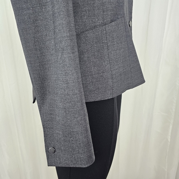 Elie Tahari snap button two-tone gray wool blazer size 8 - Picture 6 of 14